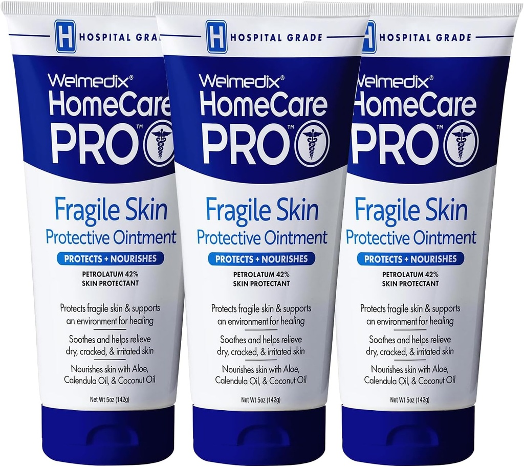 Welmedix Fragile Skin Protect Owarnt 124; Rumah Sakit Tingkat Healing Oquise, Barrier Cream & Skin Protectant w / Calendula untuk Treatment of Eczema, Psoriasis, Dermatitis, Bed Sores, Chafing (Paket 3)