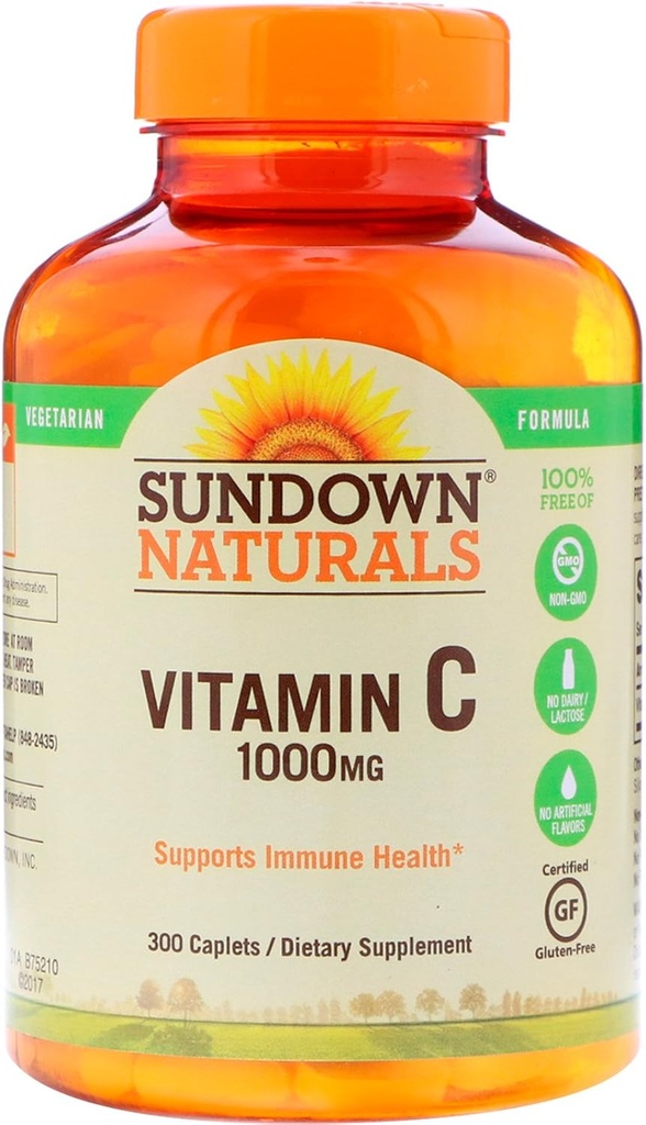 Sundown Vitamin C, 1000 Mg, Potensi Tinggi, 300 Botol Menghitung