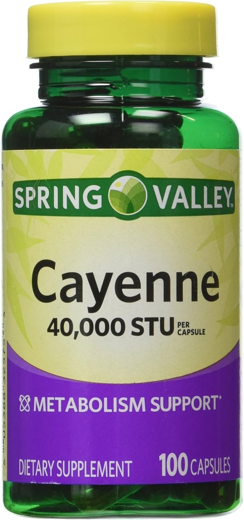 Spring Valley - Cayenne Buah 40.000 STU, Whole Herb, 100 Capsules
