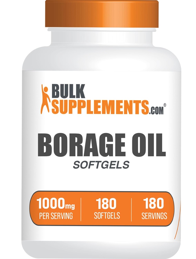 Suflet Minyak BulkSuplements.com Borage Oil - Gluten, 1 Softgel per Serving, 180 Cacah (Paket 1)