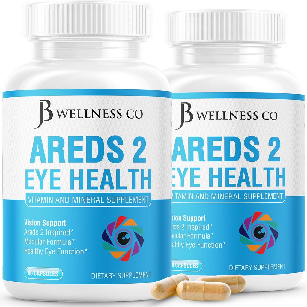 JB Wellness AREDS 2 Eye Vitamin & Mineral Suplemen, Berisi Lutein, Vitamin C, Dalxanthin, Zinc & Vitamin Enhance Vision Supplemen - 120 Count