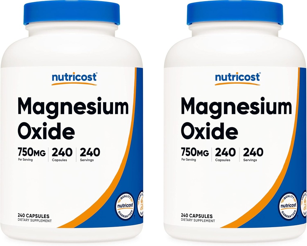 Nutricost Magnesium Oxide 750mg, 240 Capsules (2 Botol)