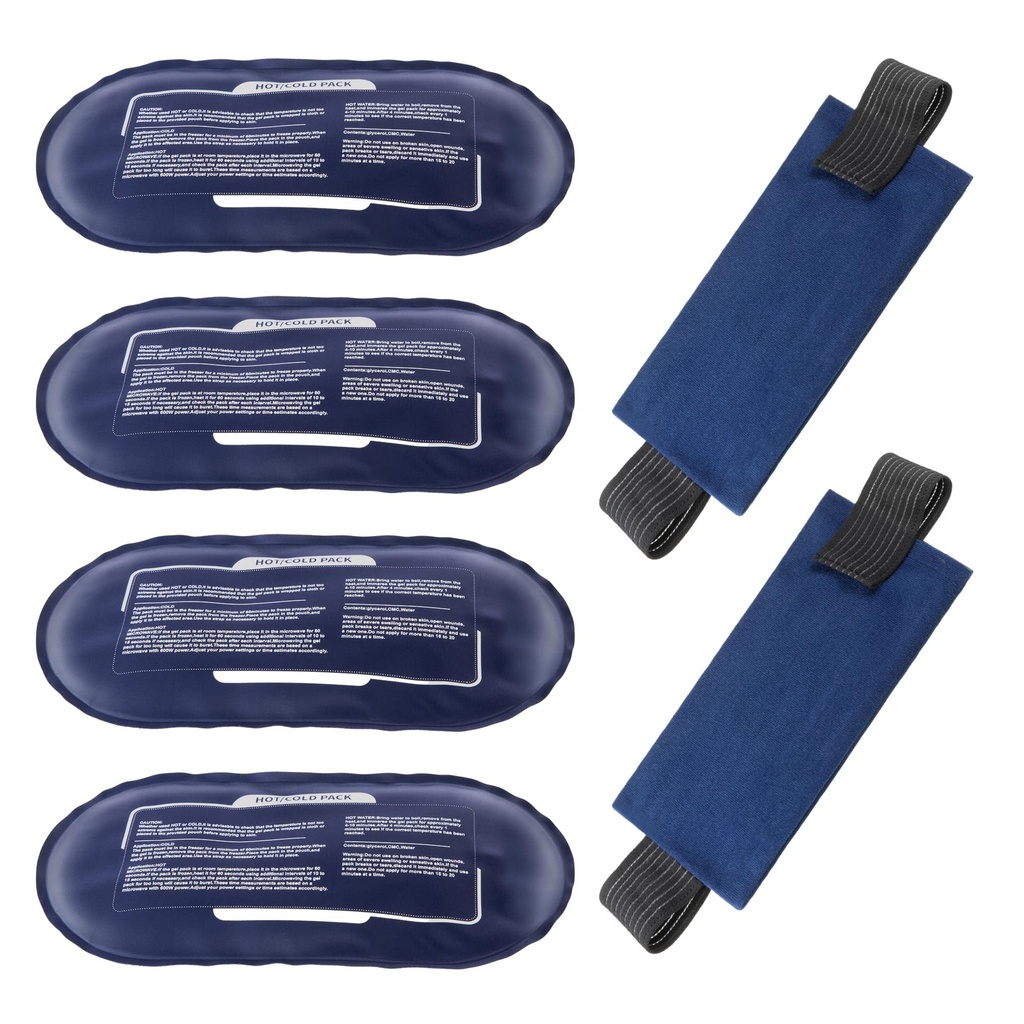 Ice Packs for Injuries Reworthy, 4 Pack Hot and Cold Gel Packs dan 2 Pack Adjustable Fleksible Gel Wraps for Back Shoulders Arms and Legs Injury Recovery, Left Joint and Muscle Pain Relief