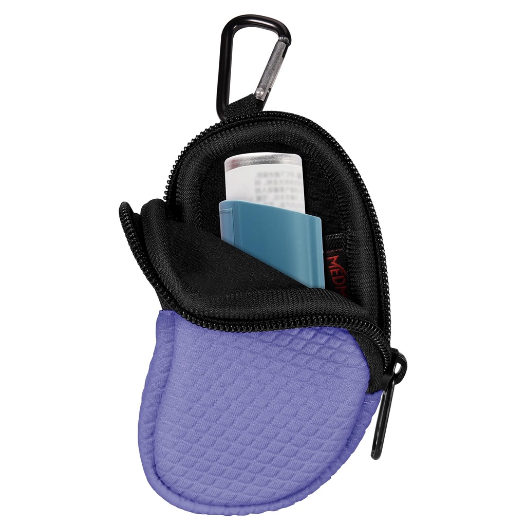 Neoprene Asthma Inhaler Holder, Protective Portable Travel Handy Holster, Kasus Carrying yang ringan dengan Klip Carabiner dan Pocket Mesh di dalam, Inhaler Tidak disertakan (Case Only) (Violet)