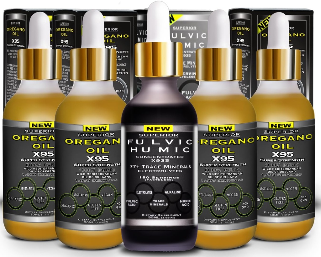 Fulvic Acid Humic Trace Mineral Drops with Electrolytes Plus Oregano Oil Drops Super Power More Versatile Kemudian Minyak Oregano Softgeels dan Capsules