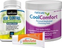 Bundle - Alleviate Natural Hebripoid Relief Oquest, Hem-Control Natural Heembehoid Suplement (180 Count), and CoolComfort Personal Cleansing Pads (100 Count)