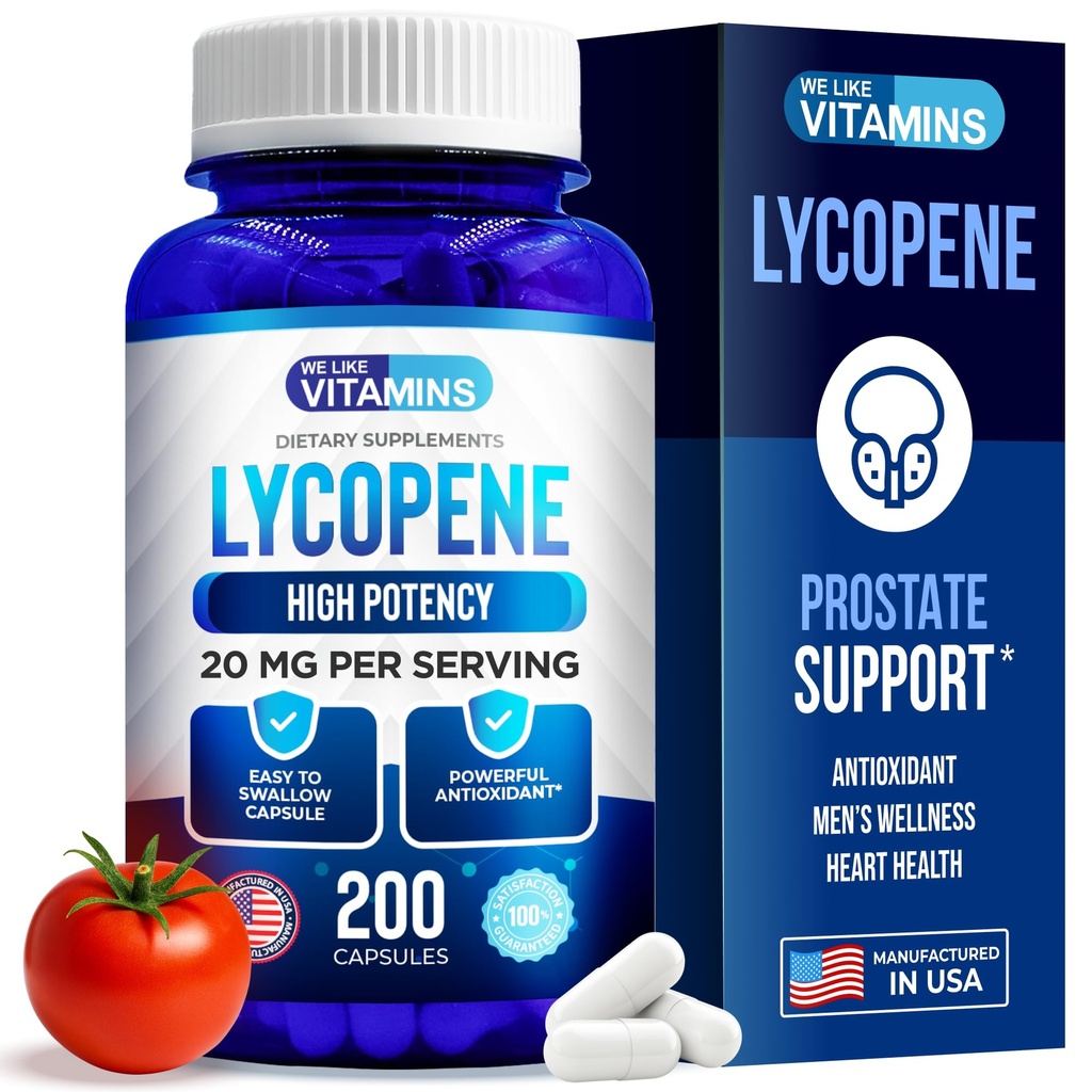 Kami suka Vitamin Lycopene Suplemen untuk Pria - Lycopene 20mg Per Serving - 200 Kapsul - Super Antioksidant yang Membantu Mendukung Sistem Imune dan Prostate Health