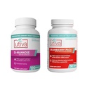 20% Bundle Utiva Cranberry Pac 30 Veci Capsules Cranberry Suplement for Urinary Tract Health for Women and Men + Utiva D-Mannose 120 Capsules Alame The Bladder and Urinary Tract