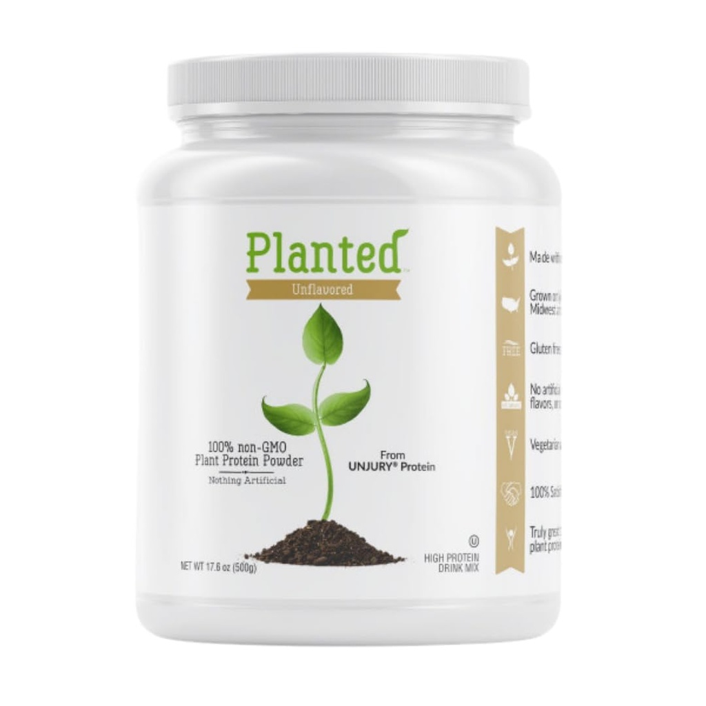 Unjuried Planted Vegan Powder 124; 20g Unhacutored Pea Protein powder 124; Low Sugar and Plant Based 124; Gluten and Dairy Free Pea Protein Isolate 124; Non-GMO 124; 20