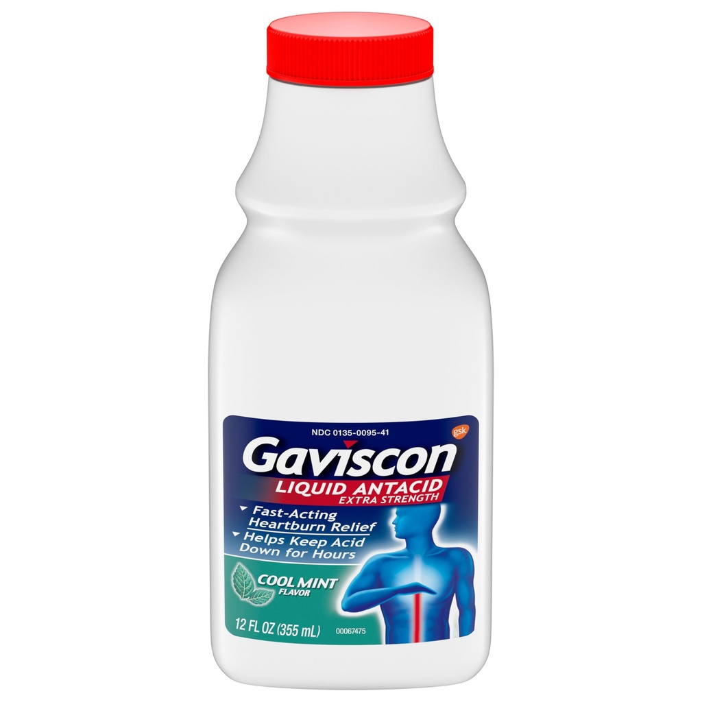 Gavison Ekstra Kekuatan Mint Cair Antax Untuk Penangguhan Jantung Akting Cepat, 12 Ounces