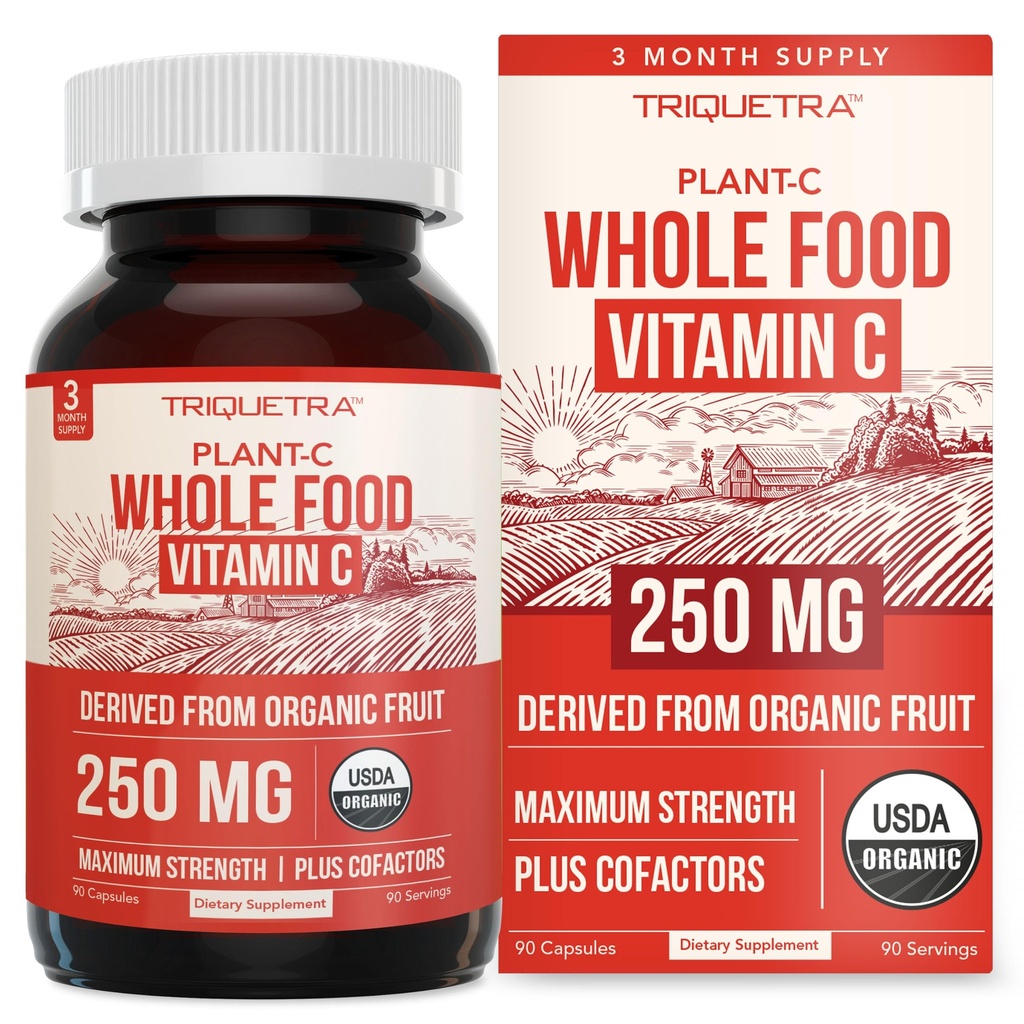 Vitamin C Organik 124; Whole Food Vitamin C dari Fruit Plus Absorpsi Enhancing Cofactors - Vegan, Enhanced Bioavability - Imune Dukung, Antioksidant, Total Kesehatan (90 Pelayan)