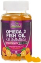 Omega 3 Iil Gummies, Heart Heally Omega 3 Gummy Supplement with High Absorpsi DHA & EPA, Ekstra Kekuatan Gabungan & Brain, Delicious Orange Flavor Oil Nature Vitamin - 60 Gummies