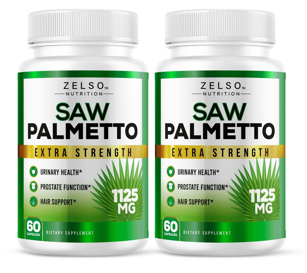 (2 Pack) Saw Palmetto Prostate Suplemen untuk Pria, 3-in- 1 Benefits, DHT Blocker Growth Rambut dan Beta Blocker, Kesehatan Pembebasan, Dukungan Fungsi Prostat, 2 Bulan Suppply