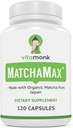 Matchamax ™ Organic Kapsul Jepang - Murni Matcha Matcha Green Tea Pills untuk Smooth ZenLike Energy dan Natural Mood Boost - Vegan Matcha Suplemen Dikemas dengan Antioksidants - 120ct