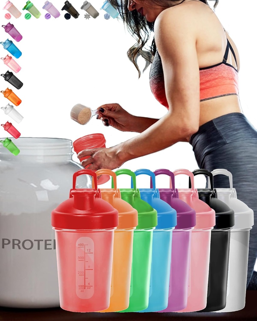 EBAT 16 Piece Set Warna AntiDropBPAFREEEEProof Protein Sake Bottle Value w. Whish Ball & ErgonomicDesign &, 8 Nilai Warna Unik (Lihat Foto) untuk Pria / Perempuan /
