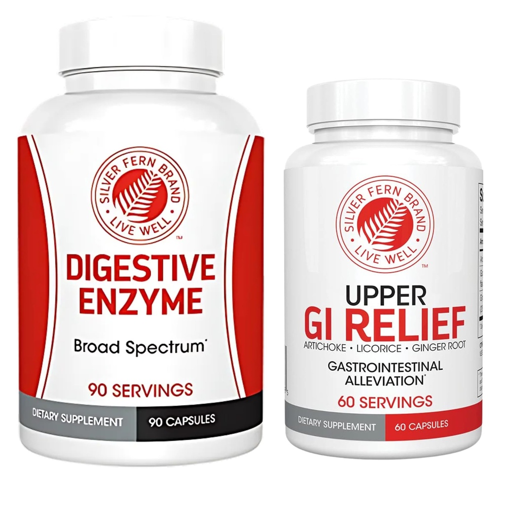 Silver Fern Brand - Upper and Lower GI Ditraffic Dukung Kit - GI Relief and Digetical Enzymes Bundle