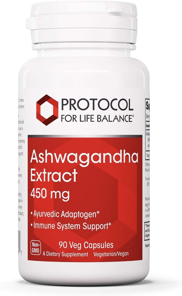 Protokol Ashwagandha 450mg - Dukungan Imune, Adaptogen Ayurvedic - 90 Veg Caps