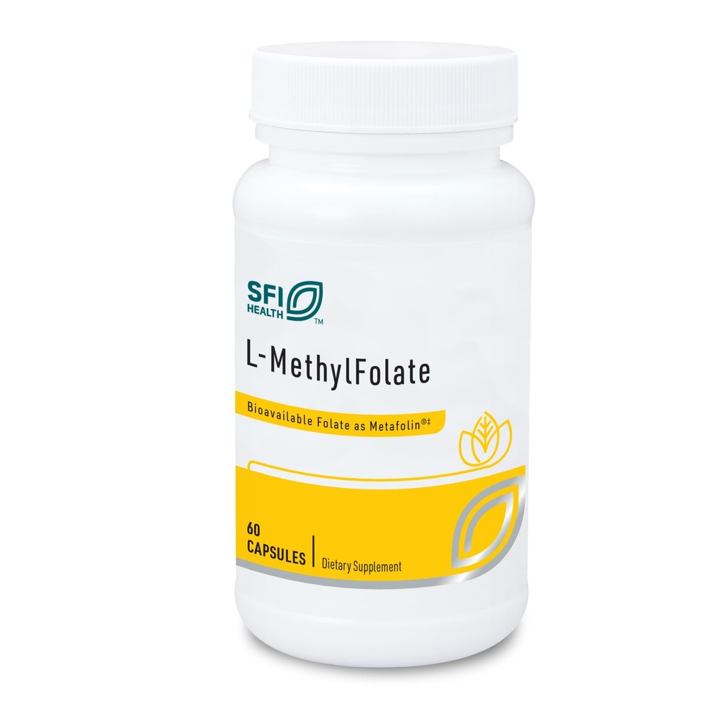 Klaire Labs SFI Health L- Methylfolat - 1000 mcg Lodge Bioavable, Microgram 1000 hypoallergenic (1 Milligram) Metafolin L- MTHF (60 Capsules)
