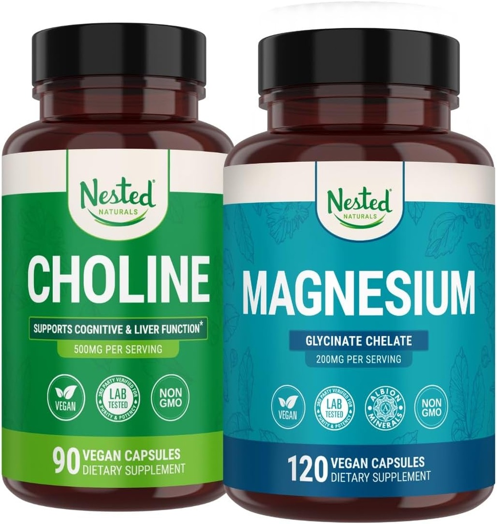 Sarana Tersedia Choline Bitarcch & Magnesium Glycinate Chelate Stack 124; Relaxation, Sleep Dukung, Performance Kognitive (210 Count)