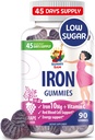 SUNNY SAM Iron Gummies for Kids & Dewas - Iron Vitamin with Vitamin C, 10mg per Serving - Chewable Fruit Gummy for Imune Dupport Red Blood Cell Production