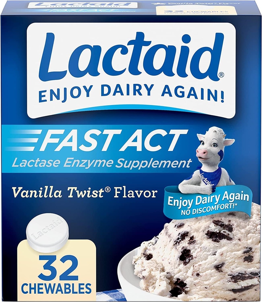 LACTAID Fast Act Chewables Vanilla Twist 32 Tablets (Paket 3)