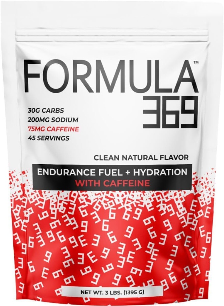 Formula 369 dengan Caffeine, Endurance Fuel Drink Mix, 3 Pound Bag dengan 45 Pelayan, 30g dari Carbs dan 75mg Caffeine per Serving, tinggi karbohidrat Mix dengan 1: 1 Rasio Glux untuk Fruktosa, Vegan, Gluten Bebas