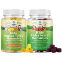 Bundle of Kids DHA Omega 3 Gummies - Fatty Acids Omega 3 6 9 for Brain Immune Power & Vision