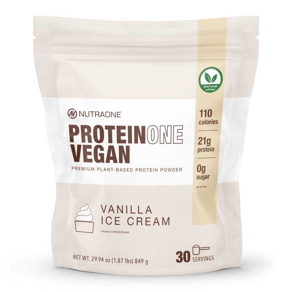 NutraOne Protein Vegan Plant-Based Protein Powder Powder, Dairy- Free, Pea dan Rice Protein (Vanilla Ice Cream)