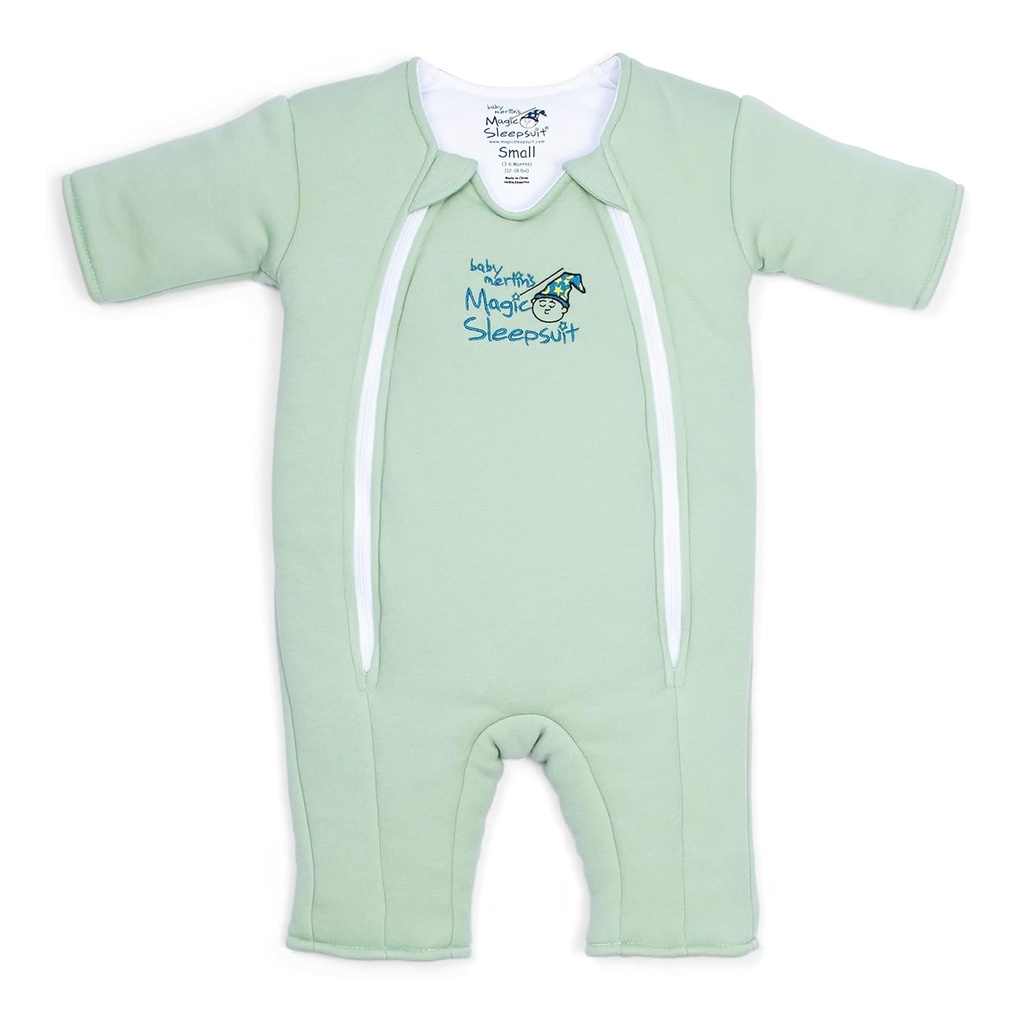 Magic Sleepsuit Baby Merlin 's Cotton Baby Swaddle Product - Soft and Cozy Design, Double Zipper for Easy Diaper Changes, Promes Safe, 3- 6 Bulan - Sage Green - Large 18- 21lbs