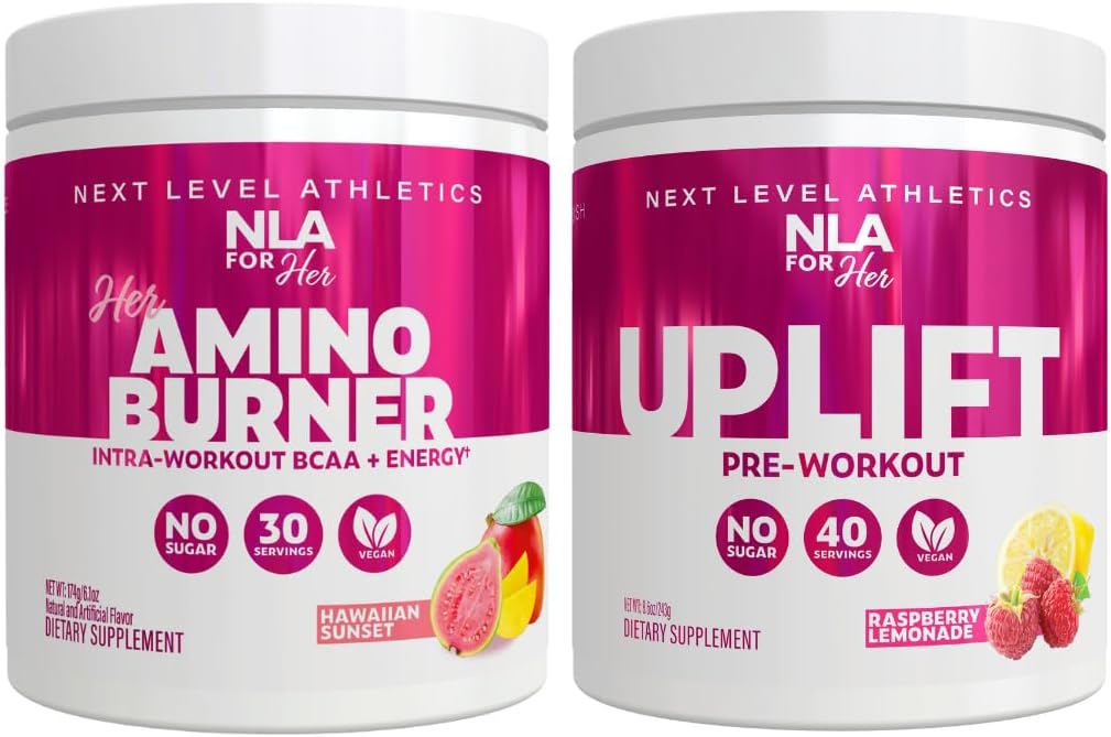 NLA untuk Stack Pre / Intra Kerja Keluar (Termasuk Termogenik-nya Amino Hawaii Sunset dan Uplift Pre Workout Raspberry Lemonade)