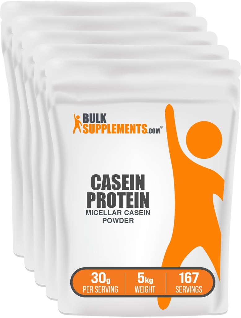 BulkSuplements.com Casein Protein Powder - Mivault Casein Powder, Slow Digesting Protein - Unflastened & Gluten Free, 30g per Serving, 1kg (2.2 lbs) (Paket 5)