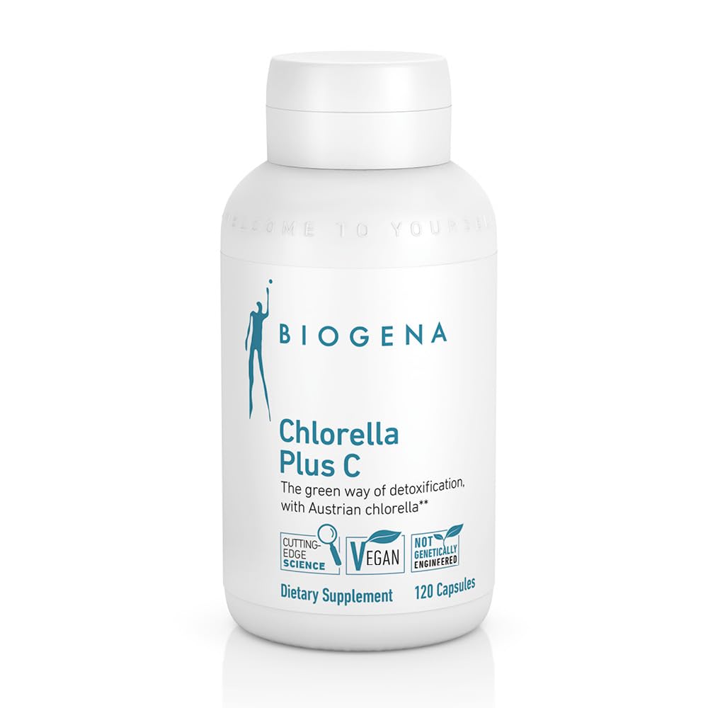 BIOGENA WISSEN CHAFFT GESUNDHEIT Chlorella Plus C - Green Alga Supporting Detox * * - Capsules with 900 mg Organic Chlorella Vulgaris Powder - Non-GMO Suplemen