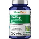 NusaPure Sea Kelp Natural Iodin 325mcg 10: 1 Ekstrak, 65 mg Equivalen ke 650 mg Capsule 200 Count (Non- GMO, Vegan)