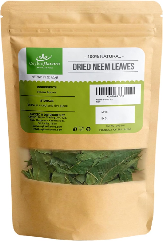 CEYLONFLAVORS FRESH DAN PURE DRED Neem Leaves 1 oz dipanen dari Tentu Grown Trees