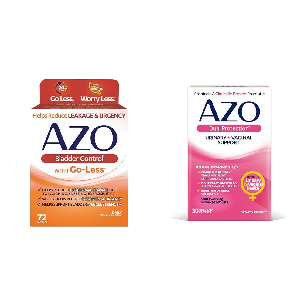 AZO Bladder Control dengan Go-Less Daily Supplemen Aif124; Membantu Mengurangi Occational Urgency & Dual Protection 124; Urinary + Vaginal Dukungan * Support 124; Prebiotic Plus Clinically Probiotic Women 's Probiotic