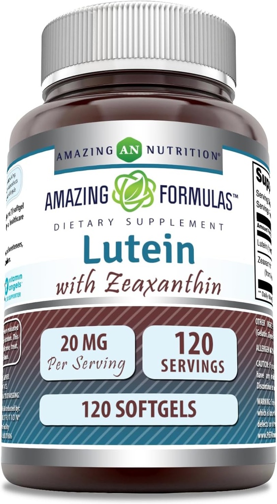 Amazing Formulas Lutein 20 mg dengan gluxanthin 800 mcg 124; Suftgels Suplems Suplement; Non-GMO 124; Gluten Free 124; Dibuat di USA (120 Count)