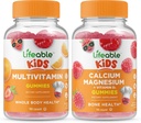 Lifeable Multivitamin Kids + Calcium Magnesium Kids, Gummies Bundle - Great Tasting, Vitamin Suplemen, Gluten Free, GMO Free, Chewable Gummy