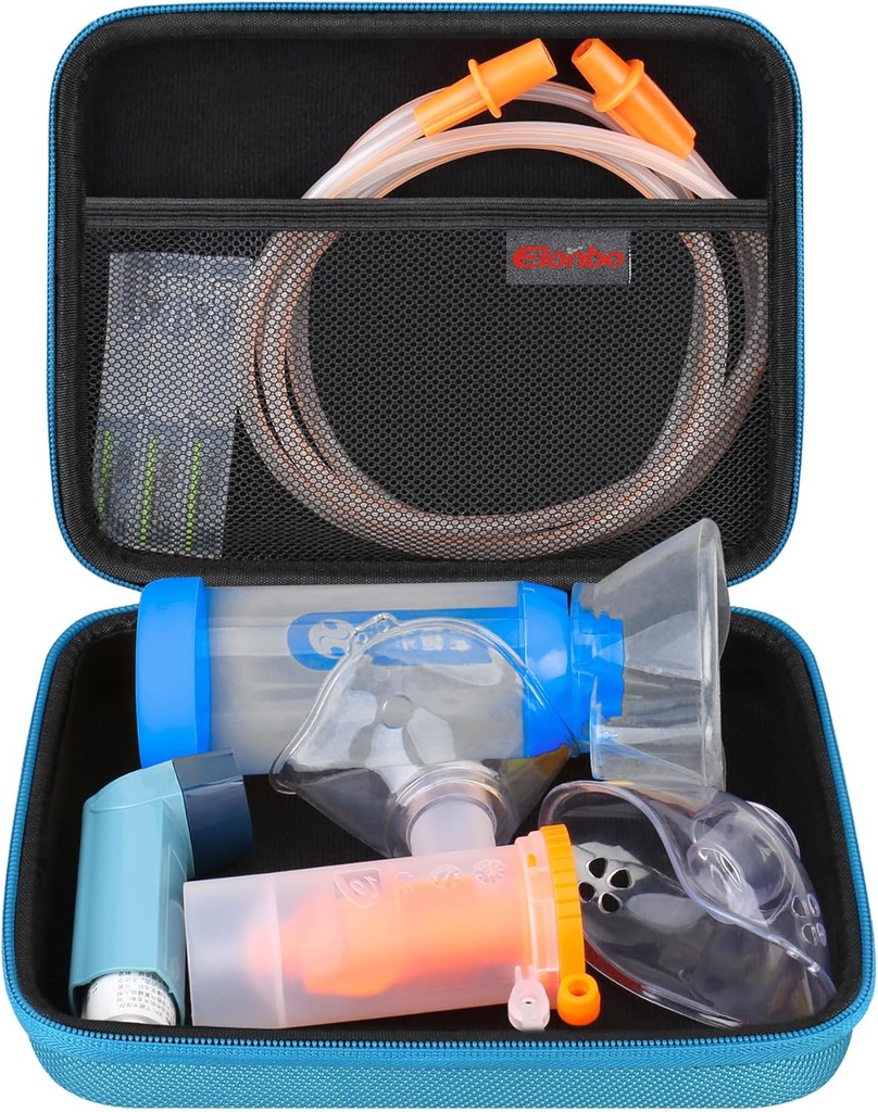 Elonbo Case Carrying for Nebulizer Replacement Parts Kits / Asthma Inhaler / Inhaler Spacer Masks / Nebulizer Tubing Mouthpiece Actemplations Set, Handheld Inhaler Nebulizer Bag (Case Only)