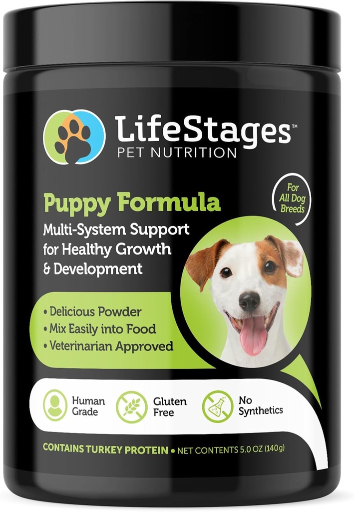 Tahap 1: Puppy Formula 0-3 Tahun Untuk Dog Weight Gain, Muscle & Joint Development, Skin & Coat Sehat 124; Omega 3 & 6, Spirulina, Vitamin B6 & Progrees