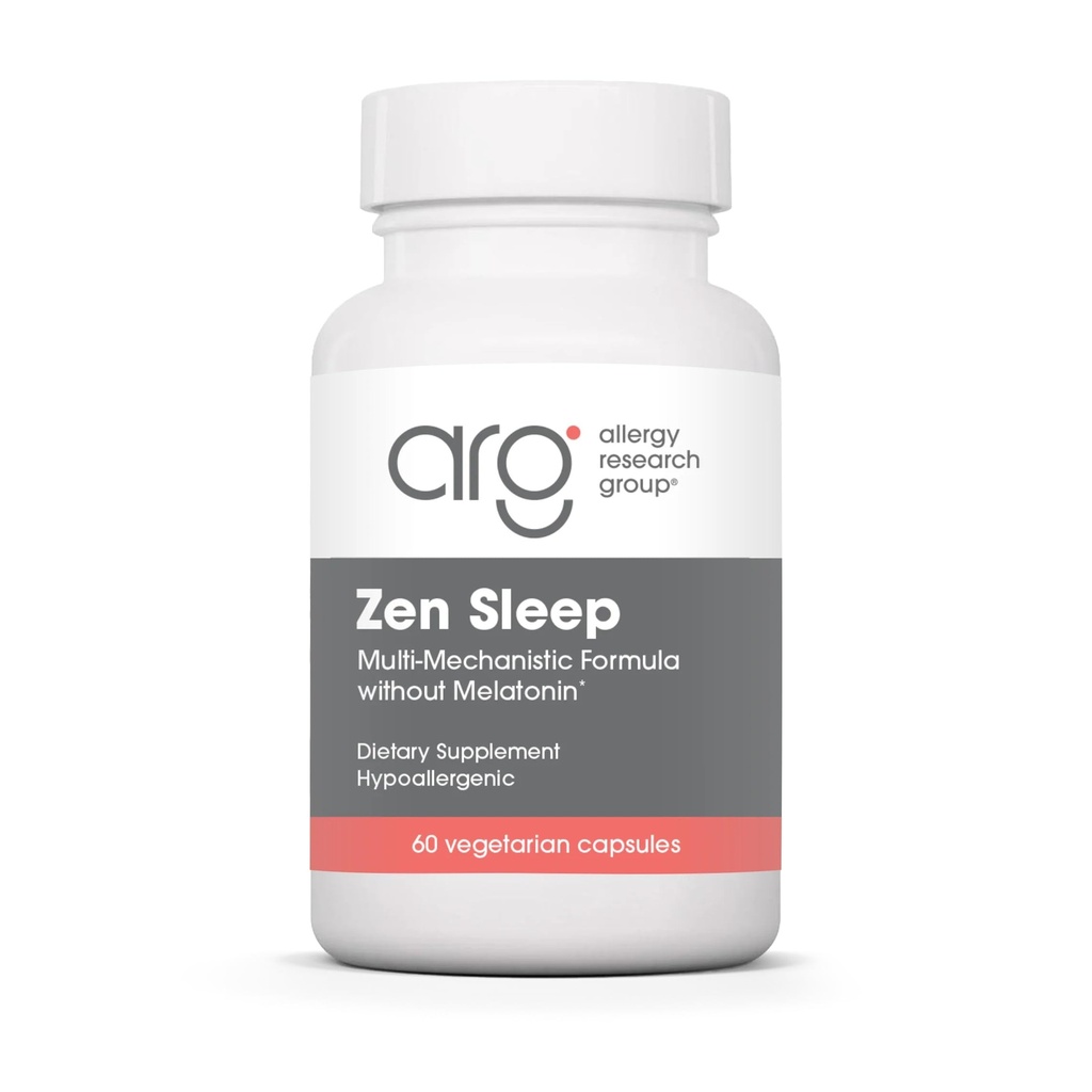 Alergy Research Zen Sleep - GABA L- Theanine Sleep Suplemen untuk Orang Dewasa dengan P5P, 5- HTP, dan Vitamin B6, Aid Alam untuk Tenang, REM Reserve - 60 Vegetarian Capsules
