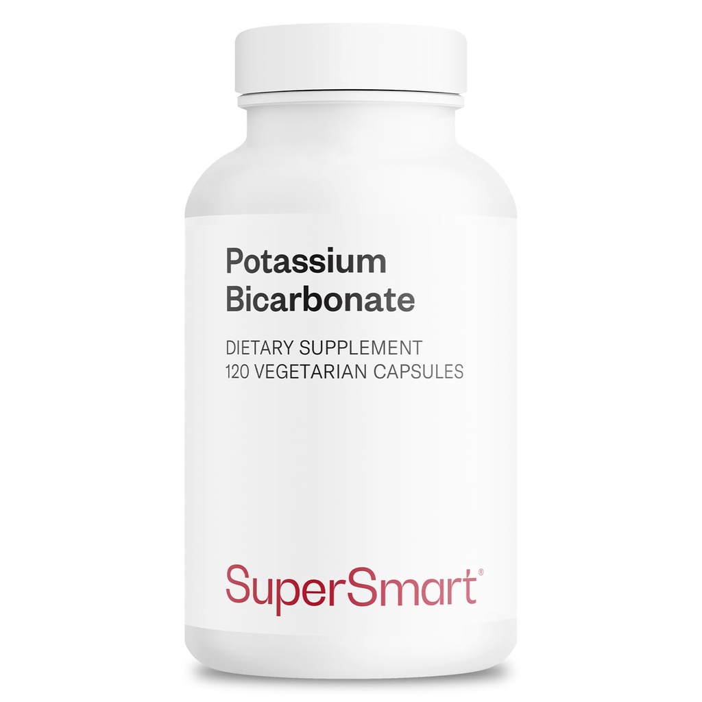Supersmart - Potassium Bicarbonate 5400mg per hari (High Dose) - Electrolite Mineral - Acid- Base balance balanpH - Heart, Muscle & Nerve Health 124; Non-GMO & Gluten Free - 120 Vegetarian Capsules