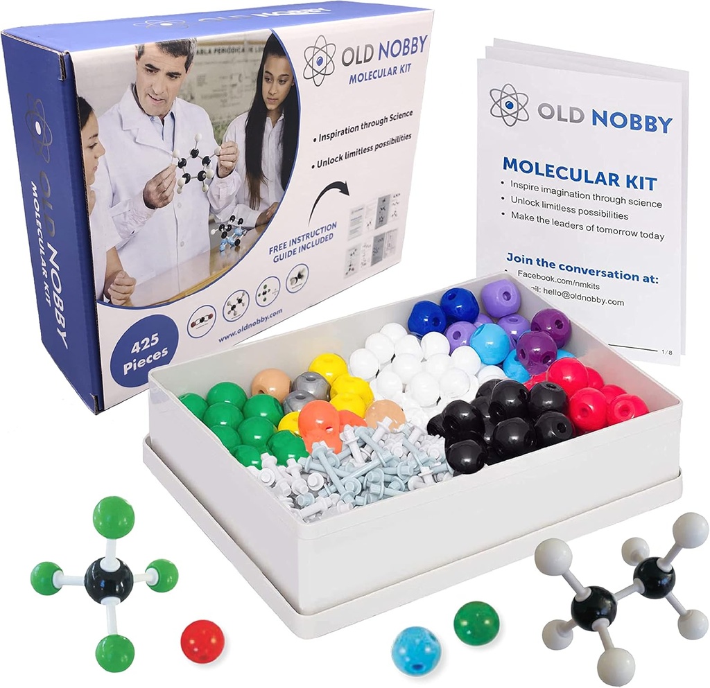 Model Kit Molekul Molekuler dengan Atom, Bonds, Guide, Alat Removal Bond