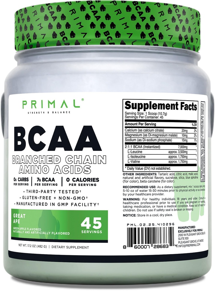 Ape (45 SerV) (Green Apple Flavarted) - 0 g Carbs, 0 Kalories, 7g BCAA Per Serving