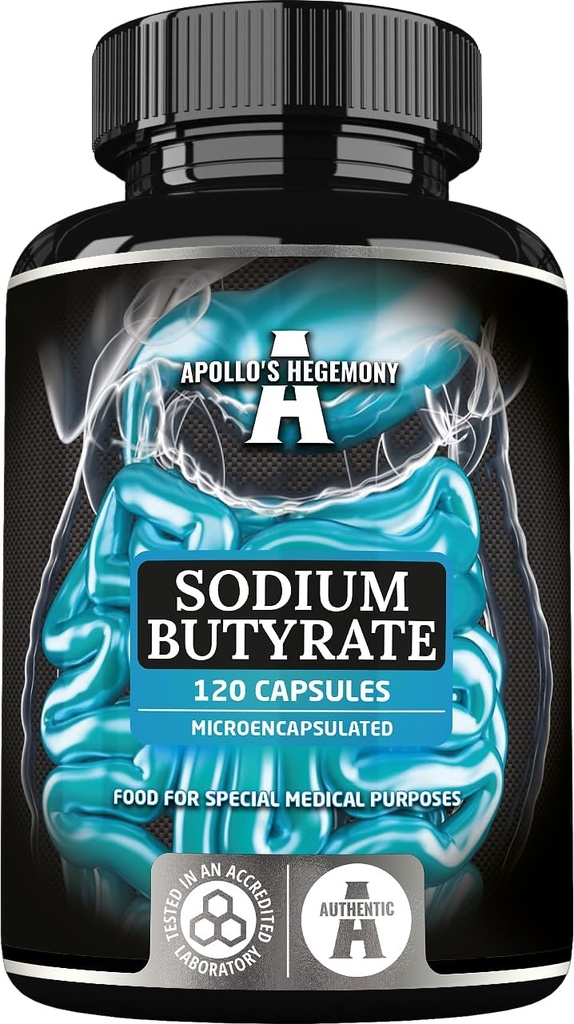 Sodium Butyrat High Dose 570 mg (30% Butyric Acid), 120 Vegan Capsules, 4 Bulan, Suplemen Sodium untuk Mendukung Regenerasi Barrier Intestinal dan Overal Gut Hegemony oleh Apollo 's Hegemony