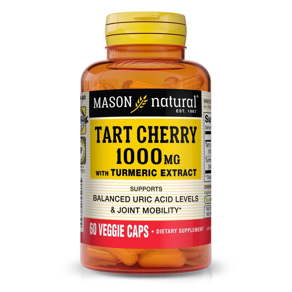 MASON NATURAL 10000mg Tart Cherry Extract dengan Standardized Turmeric, 60 Day Supply Capsules untuk Dukungan Gabungan