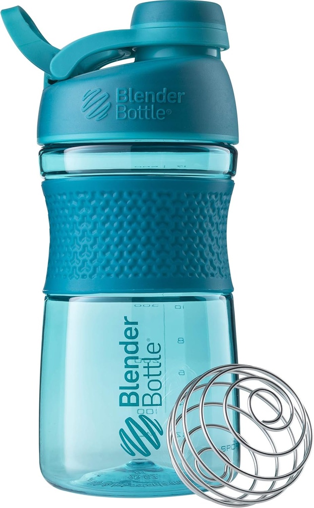 BlenderBottle 20oz SportMixer Protein Botol, Hitam & Teal, Bundle 2