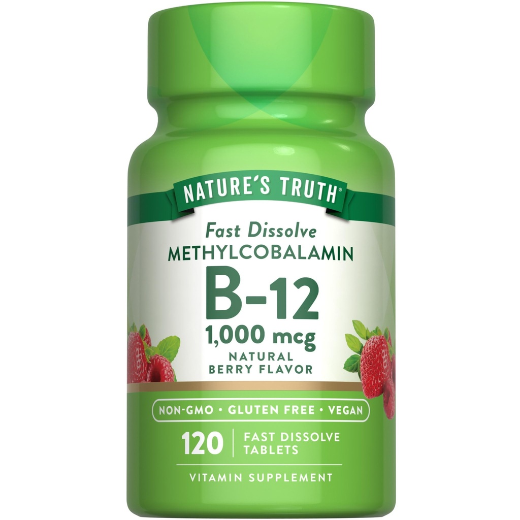 Nature 's Truth B12 Vitamin Sublingual Tablets 126 mcg 124; 120 Count 124; Vegan, Non-GMO & Gluten Bebas