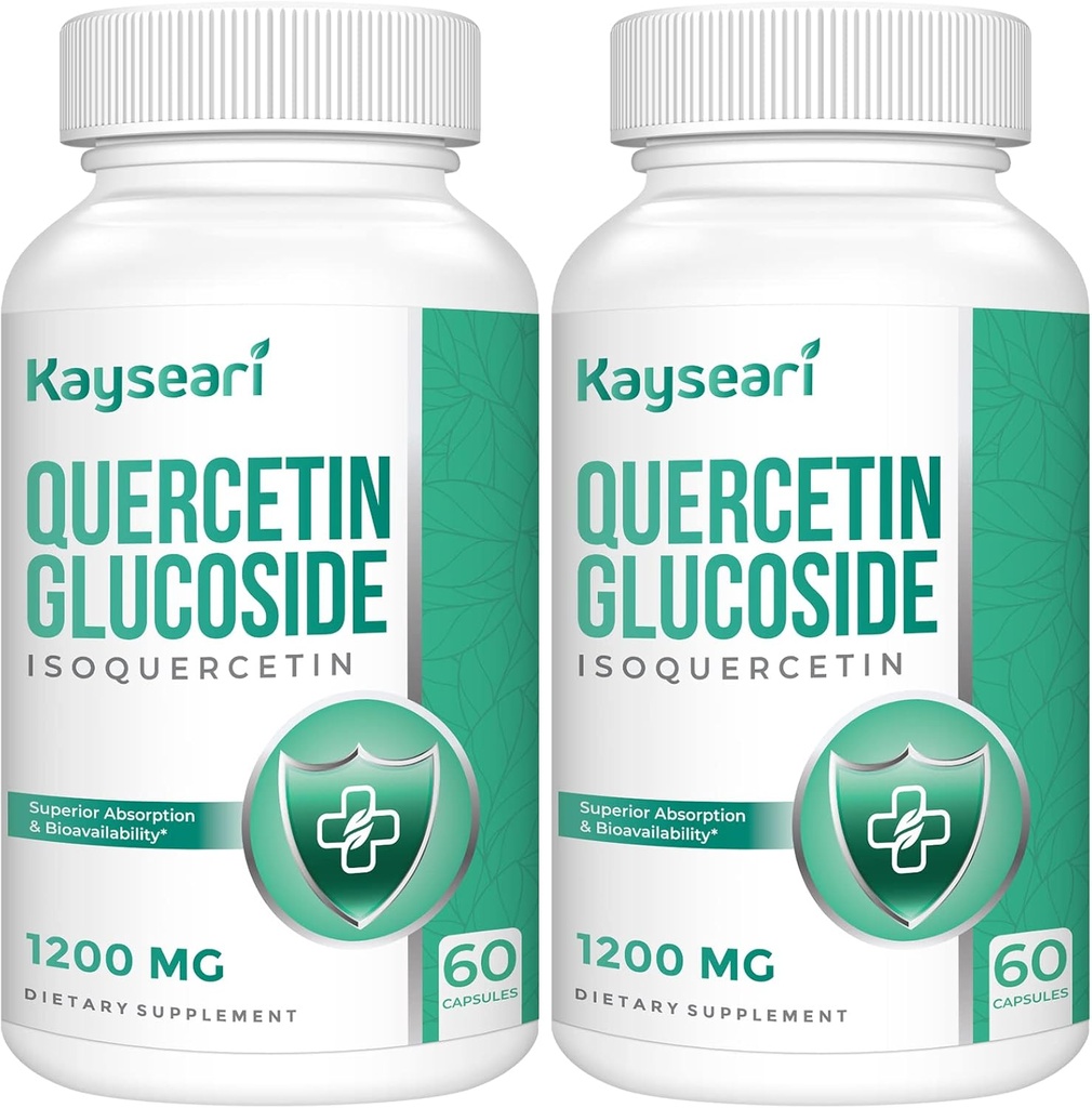 Quercetin Glucoside 1200mg Suplemen - Isoquercetin dengan 6X Bioavability, 120 Veggie Capsules, Contain Black Pepper & Rutin untuk Max Absorpsi