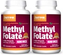 Jarrow Formula Methyl Folate 400 mcg - 60 Veggie Caps, Paket 2 - FOLN Aktif Sangat Biologis FOLD - Generasi 4 Folic Acid Technology - 120 Total Servis