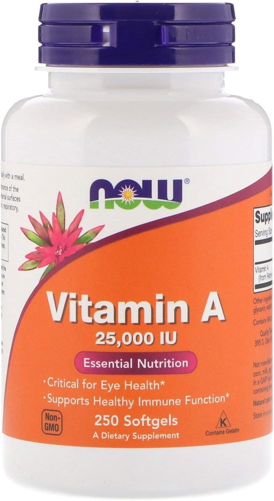 Vitamin A dari Fish Liver Oil, 25000IU, 250 Sgels by Now Foods (Paket 6)